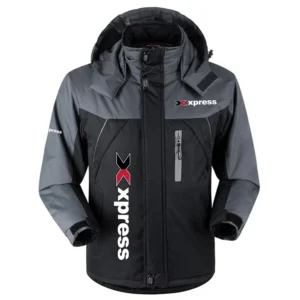 Xpress Exclusive Logo Outdoor Charging Suit Plush Waterproof Windproof Jacket Detachable Hood HCPDPCS1409XBZ