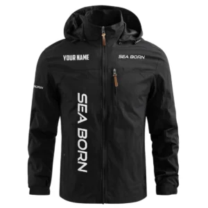 Sea Born Exclusive Logo Waterproof Outdoor Windbreaker Jacket Detachable Hood TTFSWOJNC2510SEBZ